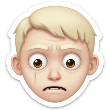 A ugly face that is showing fear and anxiety  sticker