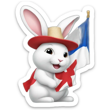 A White rabbit with a Panama flag sticker