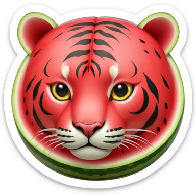 watermelon carved into tiger shape sticker