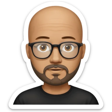 Bald male, black glasses, goatee beard, realistic portrait sticker