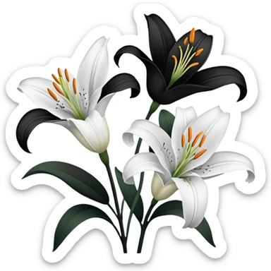 black and white lillies outline sticker