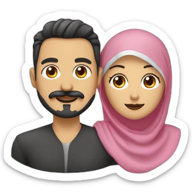 Me as a man with a moustache and a goatee with my hijabi wife with earings winking sticker