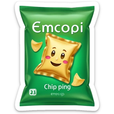 green pacaged chip with a chip image on it without writing sticker
