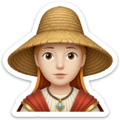 ancient roman conical hat, white, half body sticker