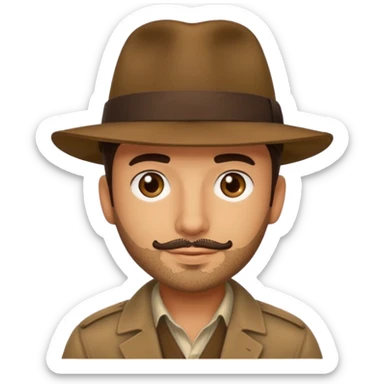 Man with stubble and olive skin wearing brown fedora sticker