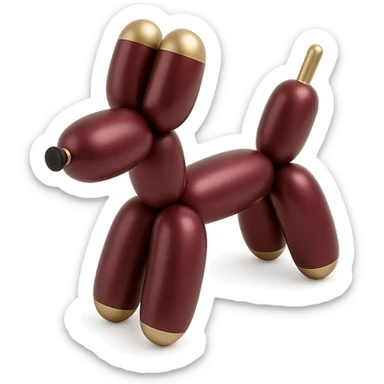 shiny burgundy dog shaped party balloon, shiny and festive sticker