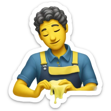 two yellow hands washing dishes sticker