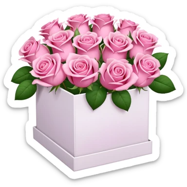 bouquet of pink 15 roses in a white box sticker