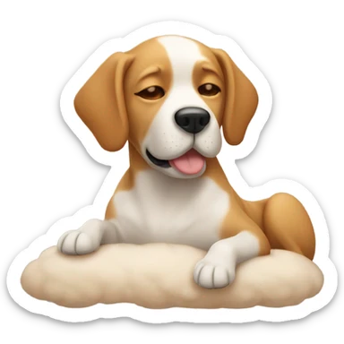 A dog laying down dreaming sticker