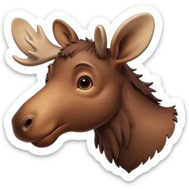 A high-resolution digital illustration of a baby moose in a clean, semi-realistic style. The baby moose is shown facing sideways head tilted  sticker