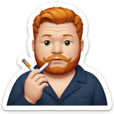 Fat ginger guy smoking cigarettes  sticker