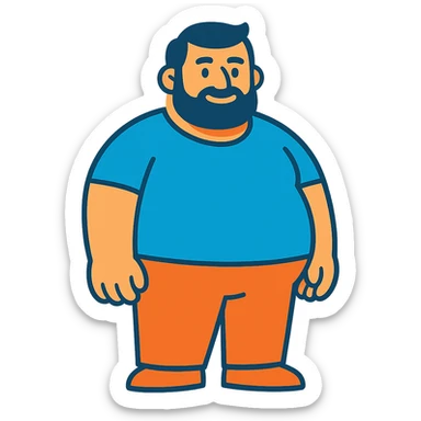 stocky endomorph male body type, standing sticker