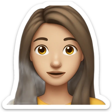 teenage girl with long brown hair and freckles, brown eyes sticker