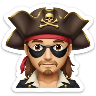 pirate captain with eye patch and hat sticker