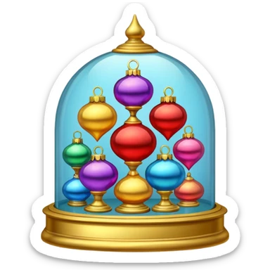 old Ornaments in a glass  showcase sticker