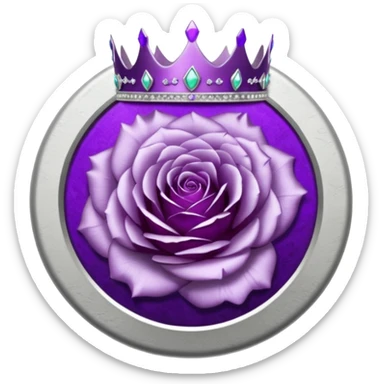 Purple shadow rose silver circle plaque with silver tiara sticker