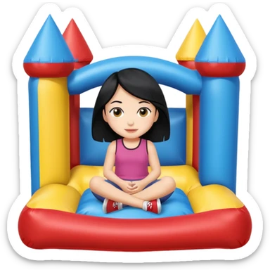 black hair girl-sitting-in-bouncy-house sticker