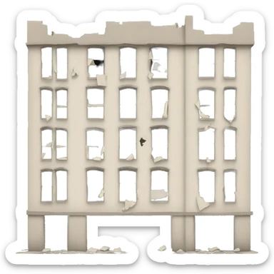 run down building, poor infastructure, broken windows sticker