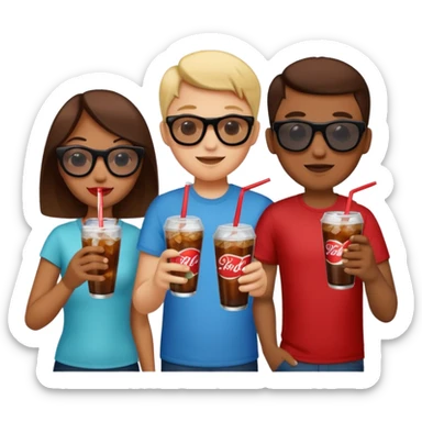 A group of thristy people having soda. sticker