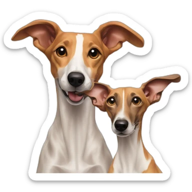 Two galgos next to a podenco sticker
