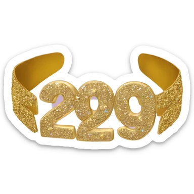 A gold headband with 2025 attached to the top of the headband no person sticker