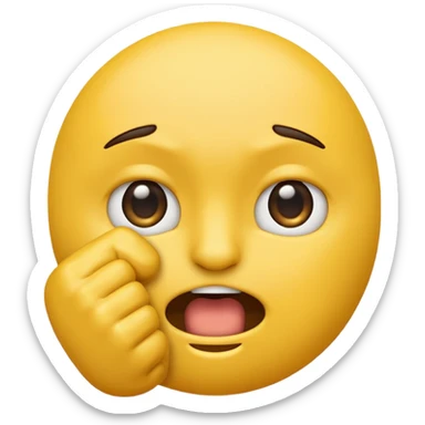 Emoji face with squinty eyes and fist in front of mouth sticker