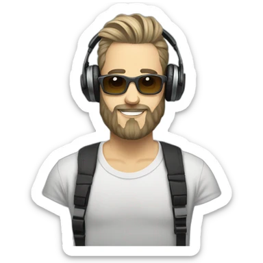 white Bearded man with man bun djing sticker