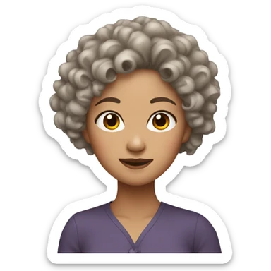 asian woman curly hair sticker
