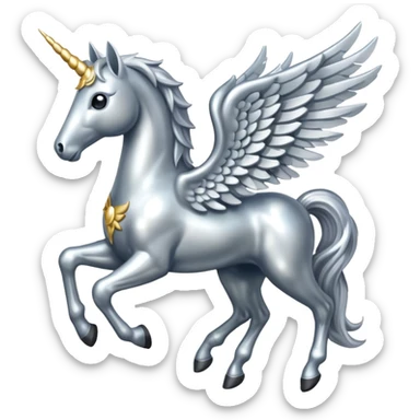 Silver horse with wings full body  sticker
