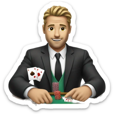 guy in suit play poker  sticker