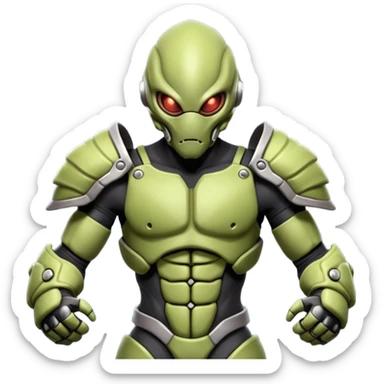 insectoid alien MMA fighter portrait, head and shoulders only, armored exoskeleton skin, sharp eyes, combat gloves, aggressive stance, 3D cartoon, mobile game icon style, clean background, no text, no watermark
 sticker