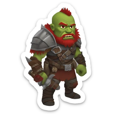 Armored Berserker orc with red beard & red mohican sticker