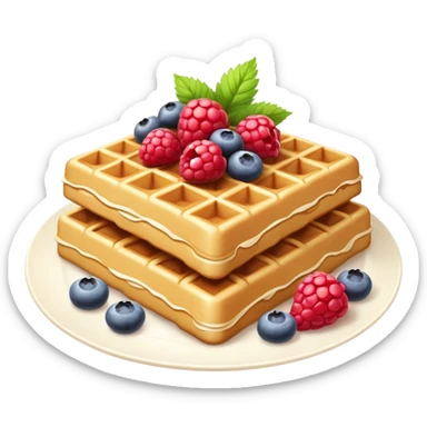 Pale milk square waffles with berries  sticker