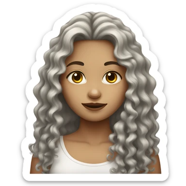 girl with long curly hair white skin sticker
