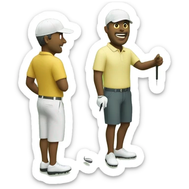 Two white men on golf course green near water sticker