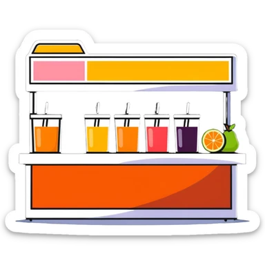 fresh fruit juice bar with colorful drinks sticker