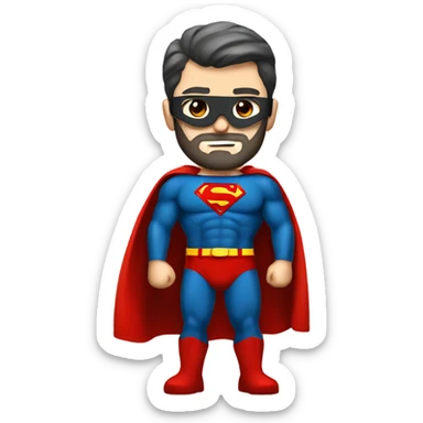 caucasian Superman standing strong with beard and red eyemask sticker