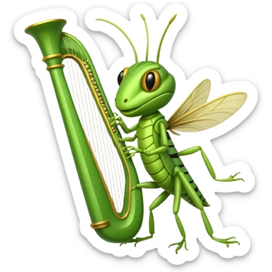 grasshopper playing lyre sticker