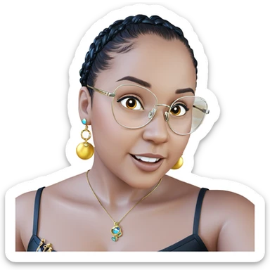 girl with glasses and jewelry sticker