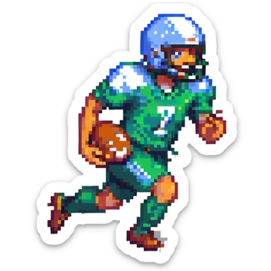 pixel art football player running with ball with simple background sticker