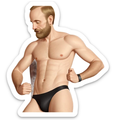 boy in underwear with beard sticker