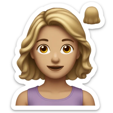 Light brunette girl with brown hair and blond locks sticker