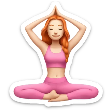 long hair ginger doing yoga in pink clothes sticker
