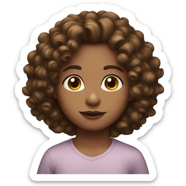 a girl with brown curly hair that is chest length and hazel eyes sticker
