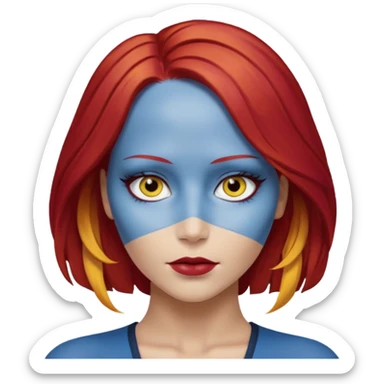x-men mystique red hair yellow eye looks like jennifer lawrence sticker