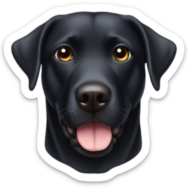 Black lab triangular face chubby body tiny black eyes small tongue sticker