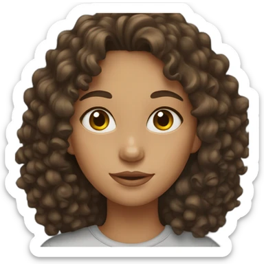 Brunette girl with curly hair sticker