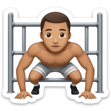 Prisoner doing pushups in front of jail cell sticker