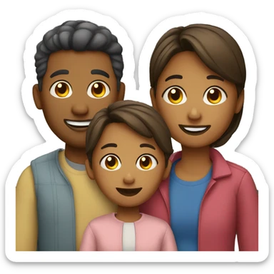 Family with 3 kids sticker