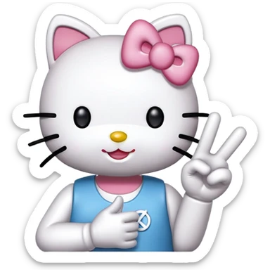 Hello kitty doing a peace sign  sticker